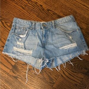 refuge Light Wash Distressed Denim Cutoff Shorts
